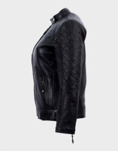 Womens Cafe Racer Leather Jacket - Image 3