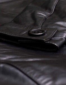 Womens Collarless Leather Jacket - Image 5