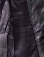 Womens Collarless Leather Jacket - Image 4