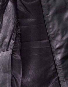 Womens Collarless Leather Jacket - Image 4