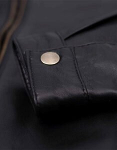 Black Biker Leather Jacket - Image 3