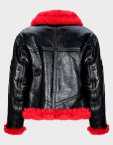 Red Aviator Shearling Jacket - Image 2