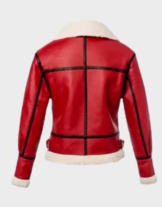 Red Leather Shearling Jacket - Image 2
