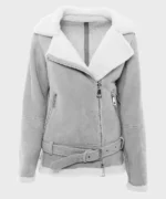Women’s Grey Suede Shearling Jacket | The Fitted Jackets