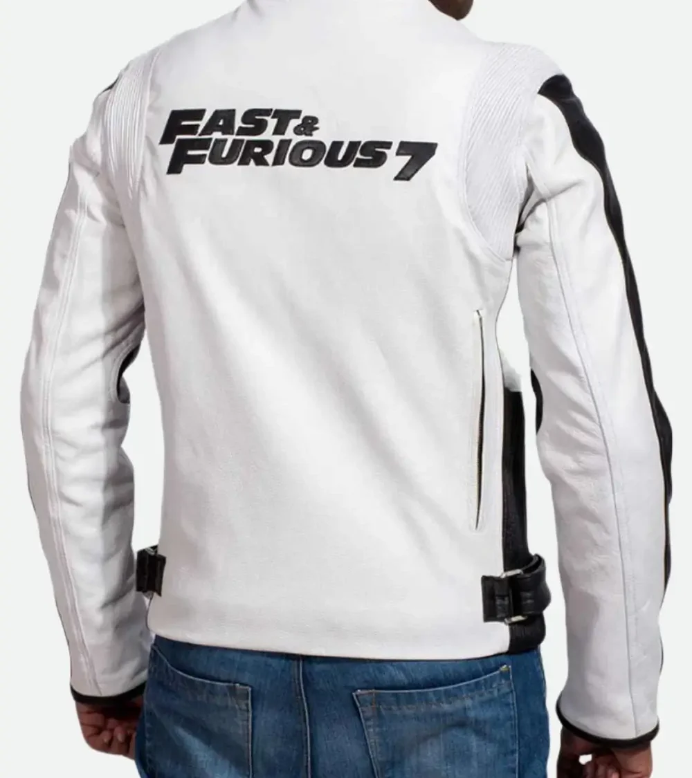 Vin Diesel Fast And Furious 7 Premiere Jacket in white leather