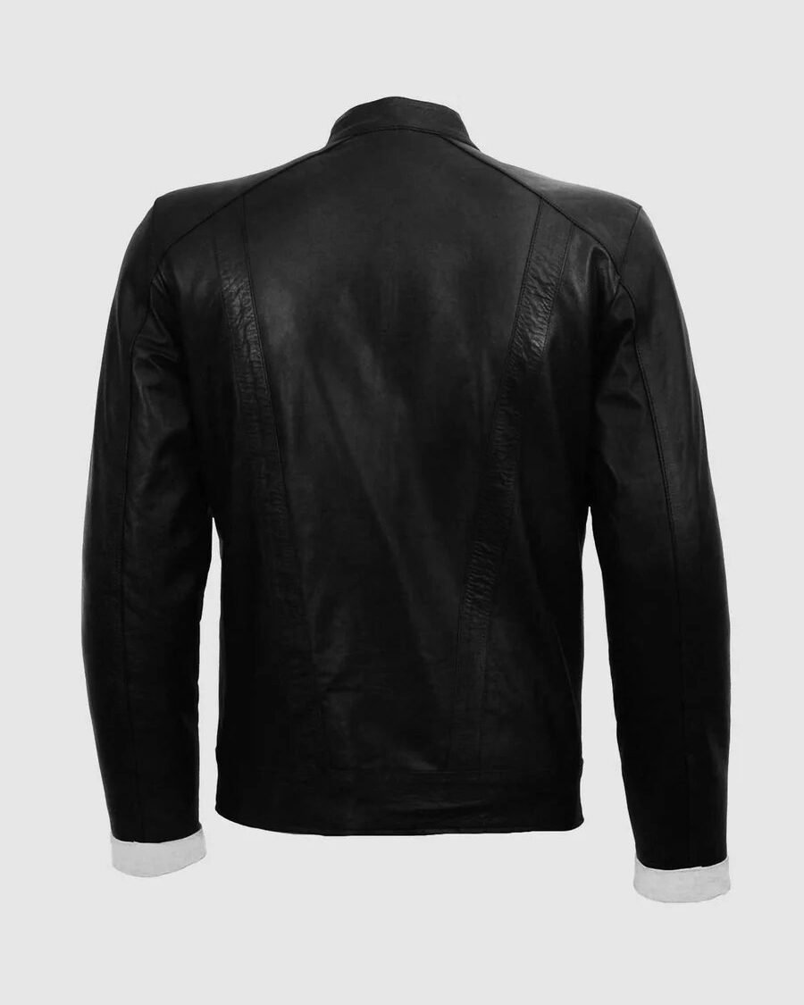 White Stripes Leather Jacket in cowhide leather