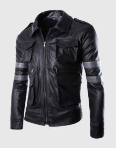 Black Jacket with Gray Stripes