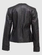 Collarless Leather Jacket - Image 2