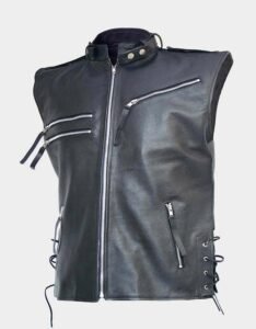 Classic Biker Black Leather Vest