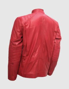Light Red Leather Biker Jacket - Image 2