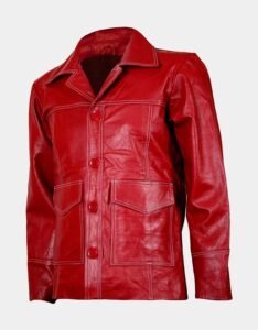 lightweight red leather jacket