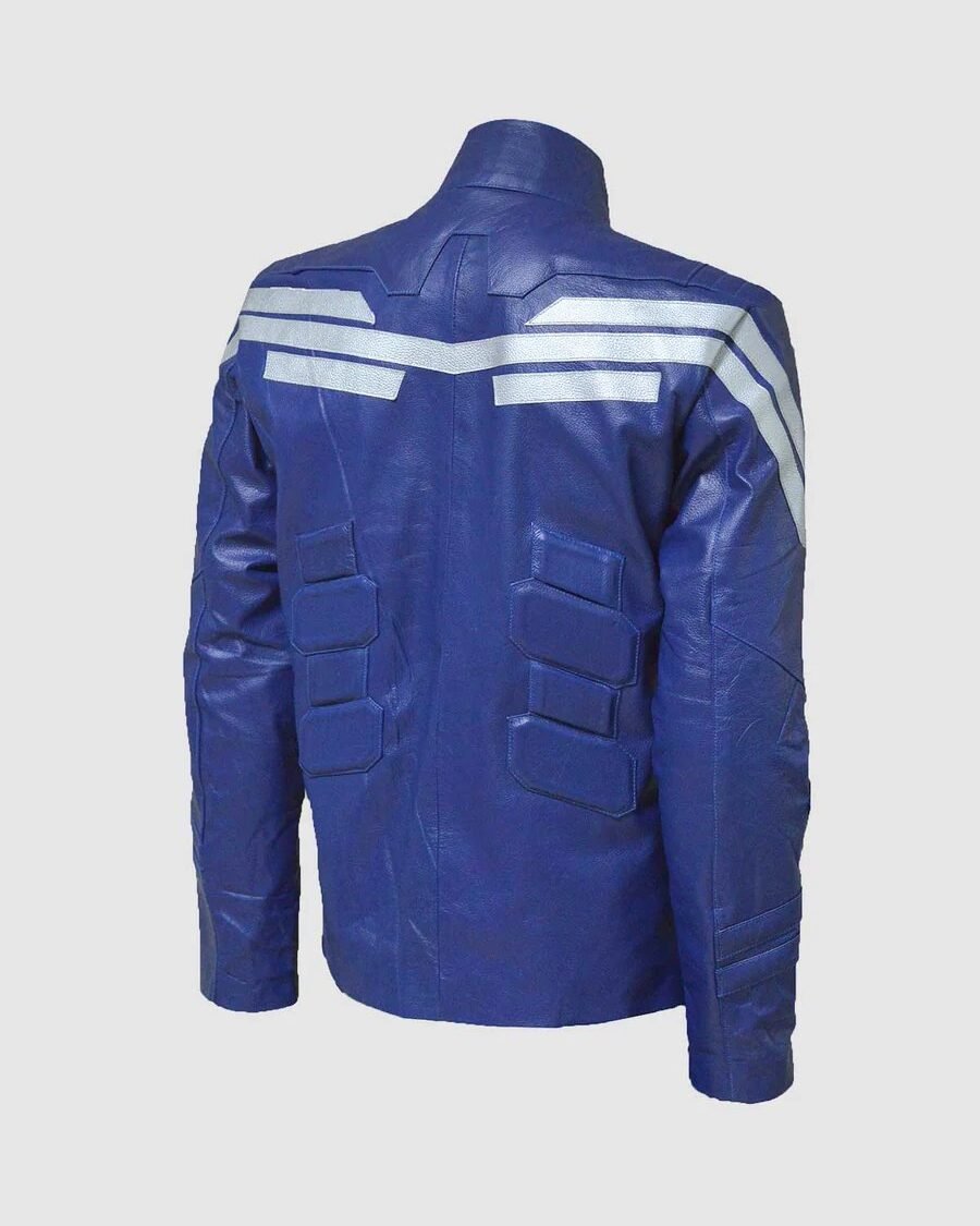 Blue Jacket With Gray Star in grey leather