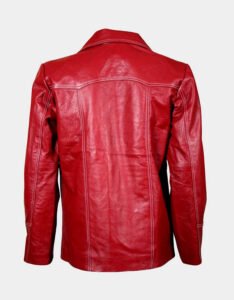 men lightweight red leather jacket
