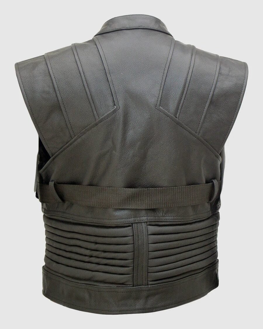 Black & Brown Motorcycle Vest in cowhide leather