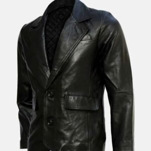 mens black leather coat