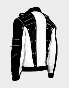 Black and White Leather Jacket for Men - Image 2