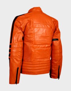 street fashion orange leather jacket for men