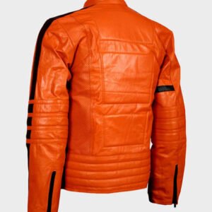 street fashion orange leather jacket for men