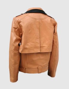 Tan Leather Motorcycle Jacket - Image 2