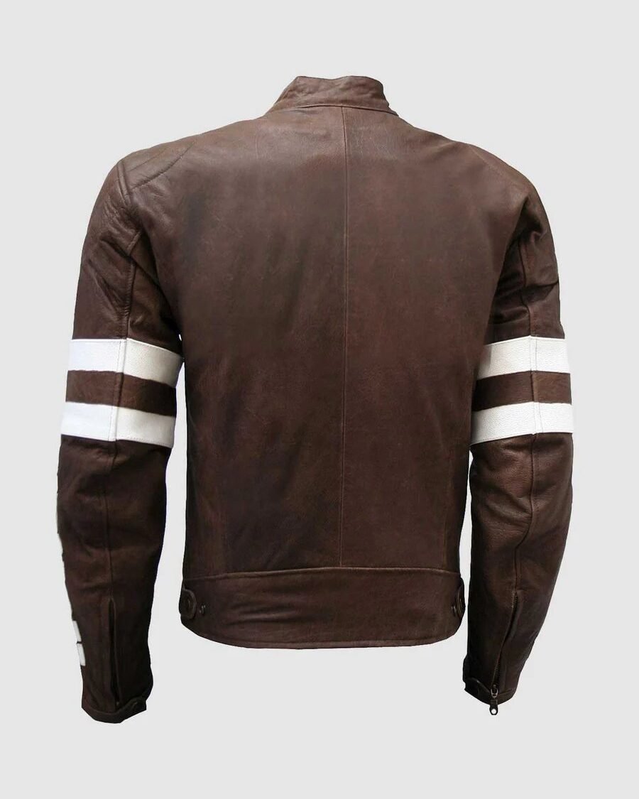 Distressed Leather Jacket in white cowhide leather