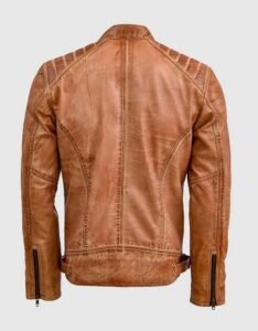 Waxed Tan Leather Jacket - Image 2