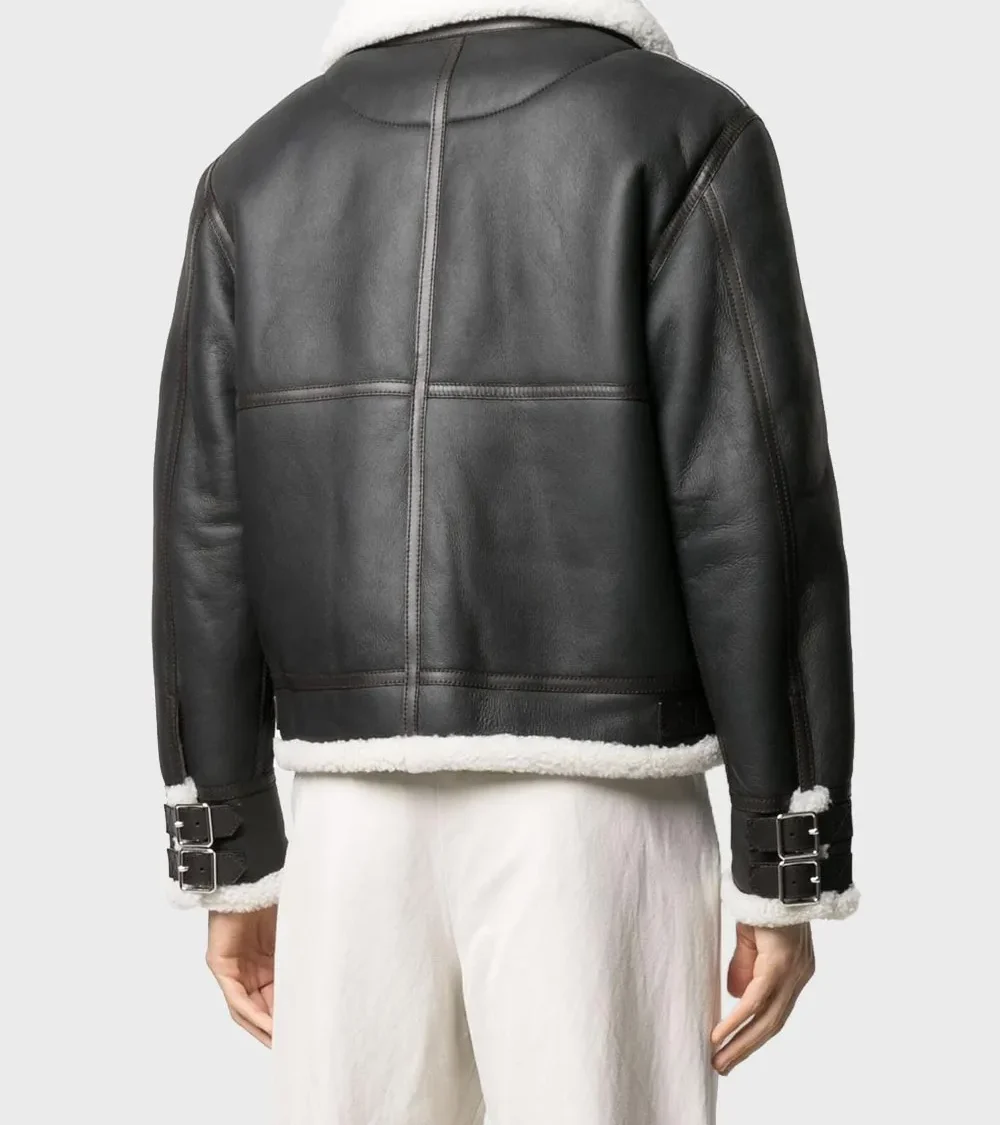 Men's Genuine Black Shearling Aviator Jacket