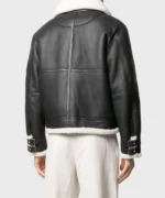 Mens Genuine Black Shearling Aviator Jacket - Image 2