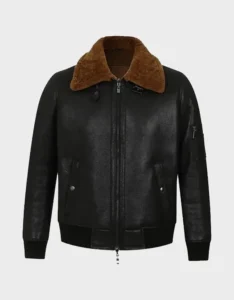 Jack B3 Black Aviator Shearling Bomber Jacket