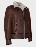 Mens Shearling Sheepskin Flying Jacket - Vail -Chestnut Brown - Image 2