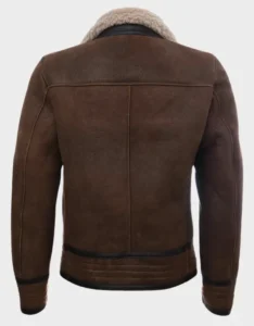Mens Shearling Sheepskin Flying Jacket - Vail -Chestnut Brown - Image 3