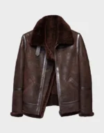 Men's Brown Distressed B3 Shearling Leather Jacket
