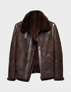 Men's Brown Distressed B3 Shearling Leather Jacket