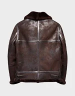 Men's Brown Distressed B3 Shearling Leather Jacket - Image 2