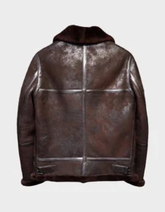 Men's Brown Distressed B3 Shearling Leather Jacket - Image 2