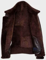 Men's Brown Distressed B3 Shearling Leather Jacket - Image 3