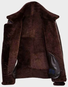 Men's Brown Distressed B3 Shearling Leather Jacket - Image 3