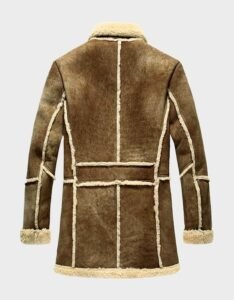Designer Brown Shearling Sheepskin Fur Coat - Image 2