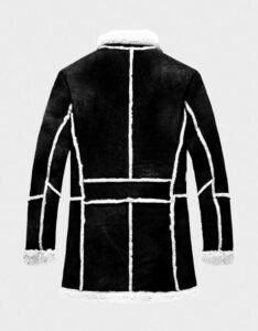 Fur Shearling Sheepskin Black Leather Coat - Image 4