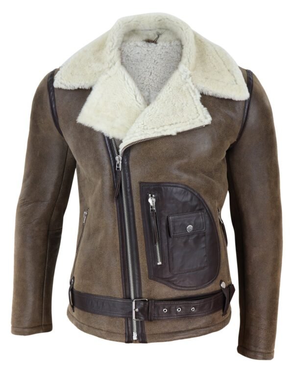 Men’s Vintage Brown Shearling Jacket - Image 1