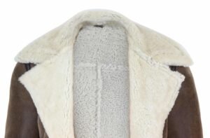 Men’s Vintage Brown Shearling Jacket - Image 4