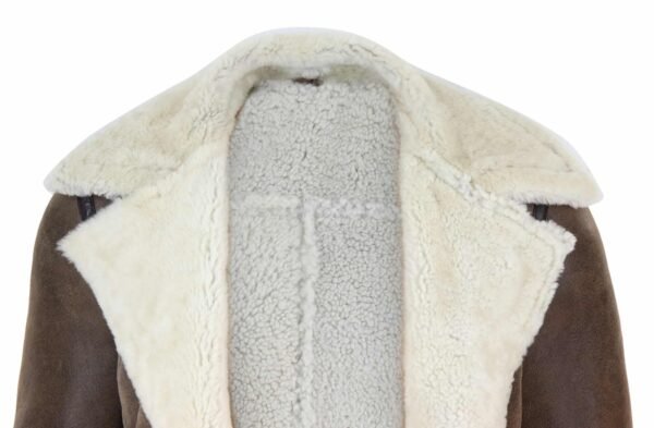 Men’s Vintage Brown Shearling Jacket - Image 4