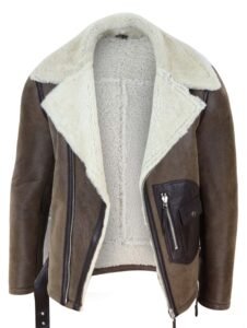 Men’s Vintage Brown Shearling Jacket - Image 6