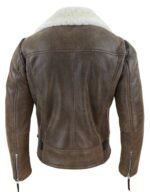 Men’s Vintage Brown Shearling Jacket - Image 7
