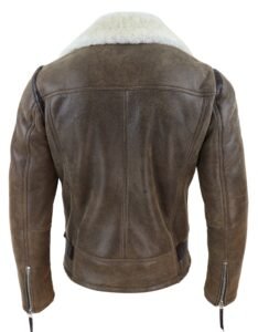Men’s Vintage Brown Shearling Jacket - Image 7