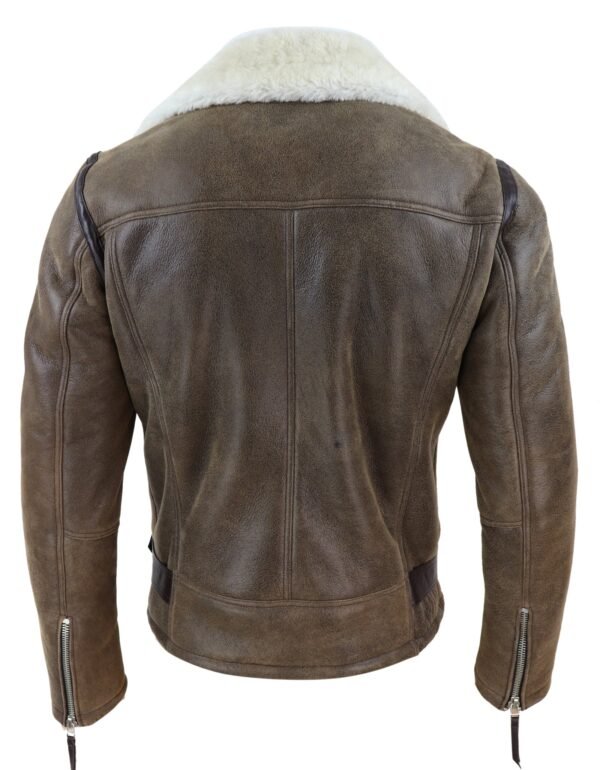Men’s Vintage Brown Shearling Jacket - Image 7