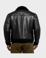 Trimmed Black Shearling Leather Jacket - Image 2