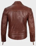 Men's Dark Brown Quilted Asymmetrical Leather Biker Jacket