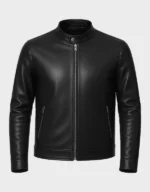 Owen Men's Black Real Leather Cafe Racer Jacket