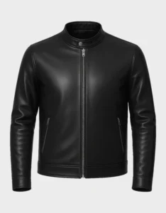 Owen Men's Black Real Leather Cafe Racer Jacket