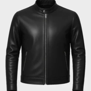 Owen Men's Black Real Leather Cafe Racer Jacket